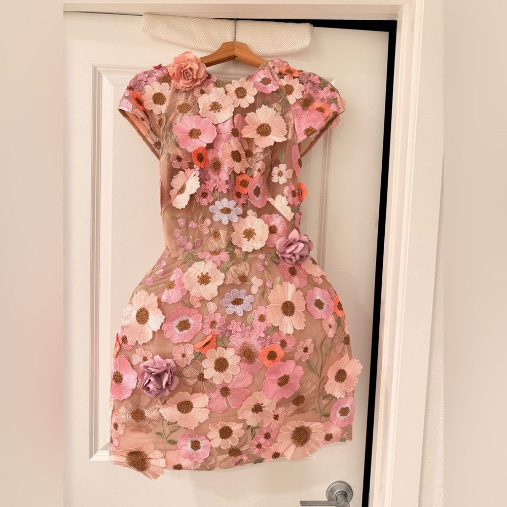 New Bronx and Banco Jasmine Embroidered Floral Applique Mini Dress - Picture 7 of 15